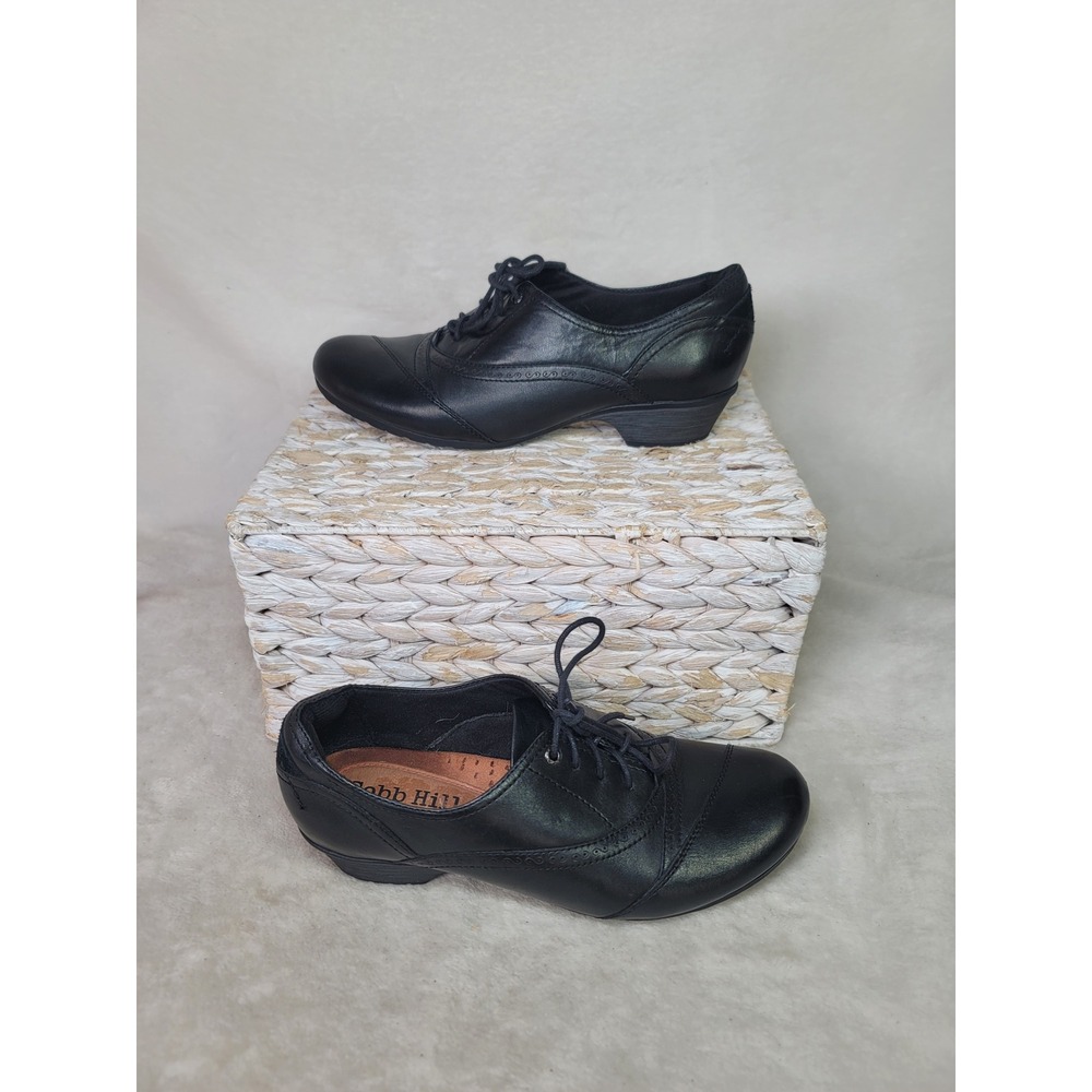Cobb Hill New Balance Black Leather Lace Up Oxford Heels Dark Acadamia 8W Witchy